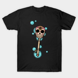 Skeleton Key - Dia de los Muertos Sugar Skull - Day of the Dead Calavera Folk Art T-Shirt